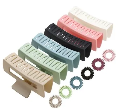 Productafbeelding van Unyqoos® Haarklemmen, set van 6, acryl, 10,5 x 4,5 cm – antislip, 7 klemmen per stuk, geschikt voor zowel dik als dun haar, kleuren: wit, roze, zwart, blauw, abrikoos