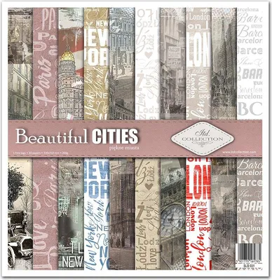 Imagen del producto de ITD, Set de 11 hojas, 31x32 cm, papel para scrapbooking, una cara, 200g, diseño "Ciudades hermosas"