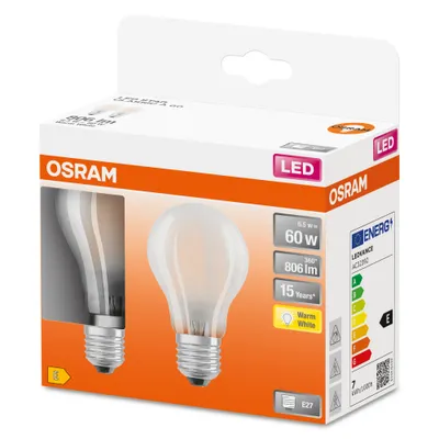 Image de Led Standard Verre Dépoli 7w E27 Chaud Boite De 2 - Osram