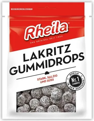Produktbild von Rheila Lakritz Gummidrops Lakritz stark salzige Gummibonbons 90g