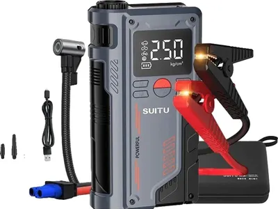 Immagine prodotto di Avviamento auto, capacità 20000 mAh, compressore d'aria 150 PSI, leggero 1234 g, tensione di uscita 12V, design compatto