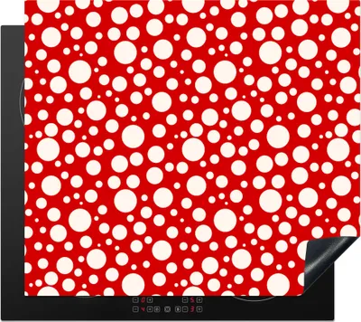 Produktbild von KitchenYeah© Herdabdeckplatte Seifenblasen - Rot - Punkte - Muster , 59x52cm, Küche Deko, Glaskeramikkochfeld Herdabdeckung, Abdeckplatte fùr Kochfeld