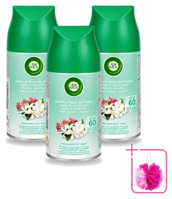 Imagen del producto de 3 unidades de recambio para ambientador automático Air Wick Freshmatic, aroma "Brisa de Primavera", 250 ml, pack ahorro