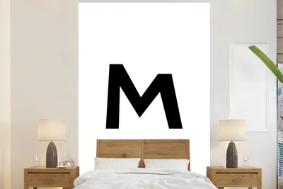 Produktbild von MuchoWow® Fototapete für Wohnzimmer oder Schlafzimmer Wandtapete Vinyl Motivtapete Kinder Illustration der Buchstaben des Alphabets "M" auf einem weißen Hintergrund - 225x350 cm - Schlafzimmer tapete