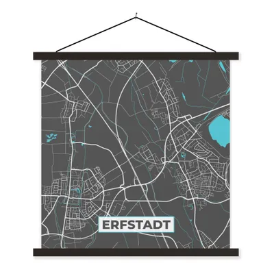 Produktbild von MuchoWow® Textilposter Deutschland - Blau - Erfstadt - Stadtplan - Karte 40x40 cm mit schwarzem Rahmen - Fotos