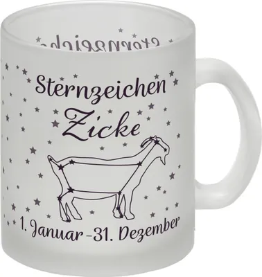 Produktbild von Sternzeichen Zicke Glas Tasse mit Sternenhimmel
