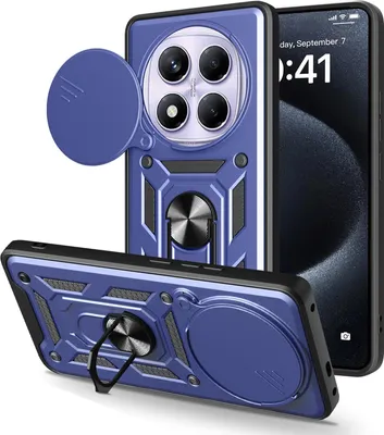 Imagen del producto de Funda para Xiaomi Redmi Note 14 4G - Cubierta trasera con protector deslizante para la cámara Phonesta CamShield - Azul