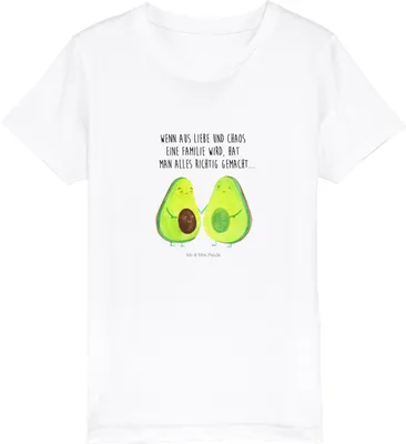 Produktbild von Mr. & Mrs. Panda Kleinkinder T-Shirt Avocado Pärchen 12-14 Jahre (152/164) - Weiß - Geschenk, Kinder, Teenager, Familie, Öko, Avocados, Kindershirt, Geburt, Mädchen