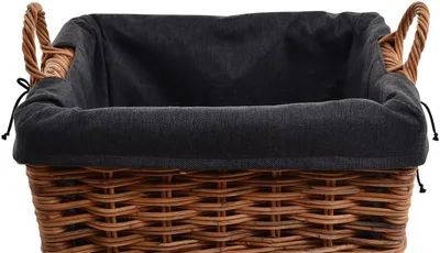 Produktbild von KRINES HOME Rattan Kaminholzkorb Flechtkorb mit Inlett Holzkorb Kaminkorb stabil Korb für Holz (klein, Natur)