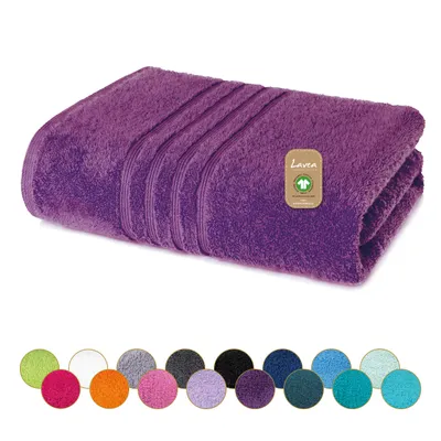 Produktbild von Lavea® Duschtuch 70x140 cm, 100% Baumwolle, Frottee, saugstark, Badetücher, Badezimmer, Sport, Wellness, Frottierserie Bali – Lila