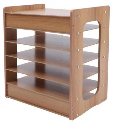 Produktbild von Holz Schreibtisch Organizer - 7-stöckige Papierablage - Büro Briefablage A4 - Dokumenten- und Dateisortierer - Zeitschriftenhalter - 40,85 cm Hochdichte Platte