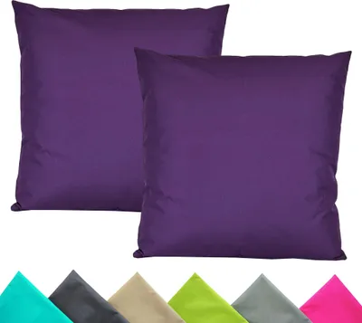 Produktbild von JACK 2er Set 40x40cm Outdoor Kissenhülle Kissenbezug Wasserfest Sitzkissen Lounge Kissen Garten Stuhl Lotus Effekt, Farbe:Violett