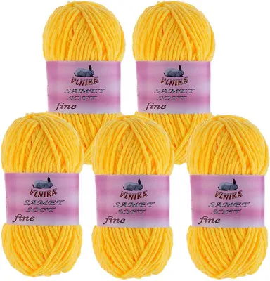 Produktbild von 5 x 100g Strickgarn Samet Soft Fine Chenille-Strickgarn Samtwolle flauschige