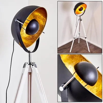 Produktbild von Ghedi »Ghedi« Vintage Stehleuchte in Schwarz/Gold aus Metall