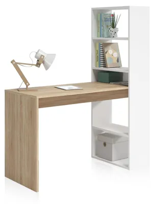 Imagen del producto de duehome -Mesa de escritorio con estantería 120x50 cm Duplo