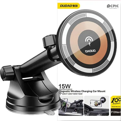 Immagine prodotto di DUDAO F12MAX+ 15W Caricabatterie wireless e supporto per auto Supporto passivo Telefono cellulare/Smartphone Nero