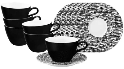 Produktbild von Seltmann Weiden Life Fashion Milchkaffeetasse mit Untertasse 370 ml 6er Set - Glamorous Black