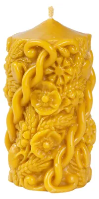 Image de Bougies en cire d'abeille – Décoratives, fabriquées à la main – 100% cire d'abeille pure – sans fumée et durables – une idée cadeau (Roślinny Walec)