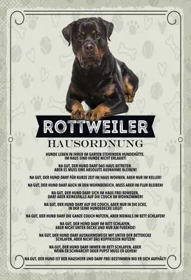 Produktbild von vianmo Holzschild 30x20 cm Tiere Rottweiler Hausordnung Hunde