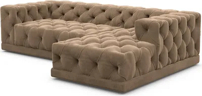 Produktbild von Samtstoff L-Form Sofa Meliva Braun Rechts