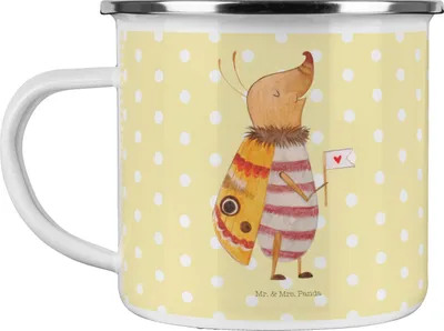 Produktbild von Mr. & Mrs. Panda Teetasse Nachtfalter Fähnchen - Gelb Pastell - Geschenk, Küche Deko, Käfer, Haferl, Spruch Lustig, becher emaille, Niedlich, Lustige Sprüche, Pott, Tasse