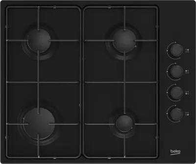 Produktbild von Beko HIGG 64123 SB, Schwarz, Integriert, 60 cm, Gaskochfeld, Emailliert, 4 Zone(n)