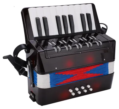 Zdjęcie produktu dla Akordeon, instrument muzyczne, klawiatura, zabawka, trening rytmu, instrument strunowy, 17 klawiszy, 8 basów, czarny
