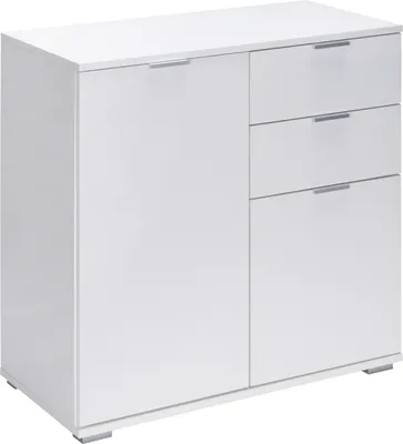 Produktbild von CASARIA® Kommode mit 2 Türen 2 Schubladen 70x75x35cm Holz Modern spiegelbarer Aufbau Schlafzimmer Büro Flur Mehrzweckschrank Aktenschrank Schrank Weiß