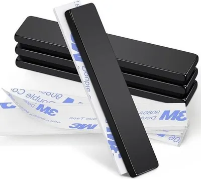 Obrázek produktu pro Silné, černé, samolepicí neodymové magnety - 4 kusy - 50 x 10 x 3 mm