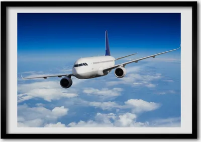 Produktbild von Bild - Bilderrahmen - 100 cm x 70 cm - MDF - Rahmen - Foto - Wandkunst Flugzeug in der Luft