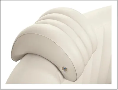 A close-up of an inflatable headrest for a hot tub.