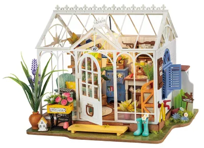 Image de Maison de poupée miniature en bois avec meubles
