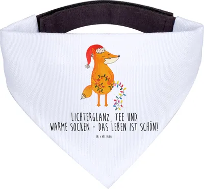 Produktbild von Mr. & Mrs. Panda Hundehalstuch Fuchs Weihnachten - Weiß - Geschenk, Winter, Hunde Halstuch, Füchse, Weihnachtsmann, Nikolaus, Bandana Hund, Heiligabend, Tuch