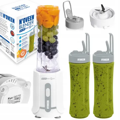 N'OVEEN SB230 Smoothie-Mixer 300 W mit 2 Flaschen à 0,6 l und Trinkdeckeln