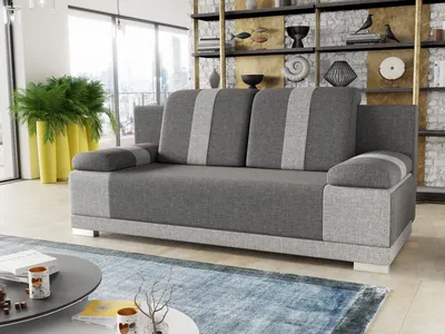 Produktbild von Sofa mit Schlaffunktion Imola - Schlafsofa mit Bettkasten, Couch, Bettsofa, Polstersofa, Klappsofa, Sofagarnitur (Grau (Sawana 05 + Sawana 21))
