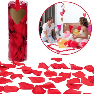 Produktbild von Rosenblätter rot aus Polyester in Röhre – Deko für Hochzeit & Valentinstag