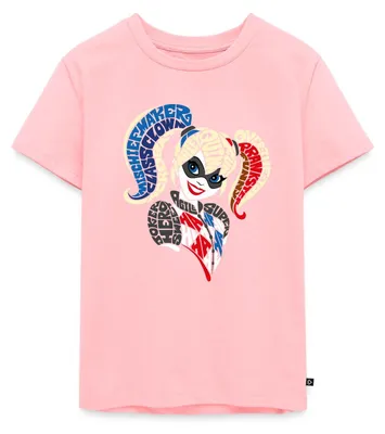 Produktbild von Spreadshirt Super Hero Girls Harley Quinn Typografie Kinder Premium T-Shirt, 98/104 (2 Jahre), Rosa