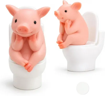 Imagen del producto de Juego de decoración para el baño, con 2 figuras de cerditos adorables, de plástico, para decorar el baño