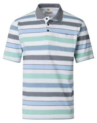 Produktbild von REDMOND Casual Herren Polo-Shirt Kurzarm Comfort Grün gestreift XXL