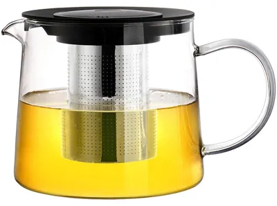 Obrázek produktu pro Čajník ze skla s nerezovým sítkem, objem 1,5 litru, rozměry 13,3 x 13,5 x 14,8 cm