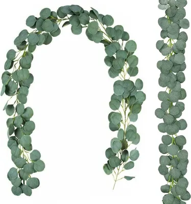 Immagine prodotto di 2 Pezzi Ghirlanda di Eucalipto Piante Artificiali Appese, Ghirlanda di Foglie Verdi di Eucalipto Appese Vite Decorazione per Matrimonio Decorazione da Tavolo Vintage Casa,