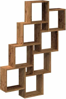 Obrázek produktu pro vidaXL Police z kostek ve vzhledu starého dřeva 90x15x119,5 cm materiál na bázi dřeva
