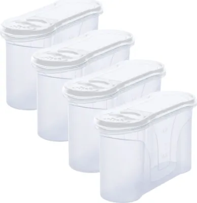Produktbild von Novaliv Schüttdosen 4 STÜCK Vorratsdose zum Streuen 1,3 Liter - Maße (LxBxH): 22 x 13 x 8,5 cm - Dose mit Deckel 1l für Müsli Mehl Zucker Dosen Küchen Organizer Food Box Meal-Prep-Boxen