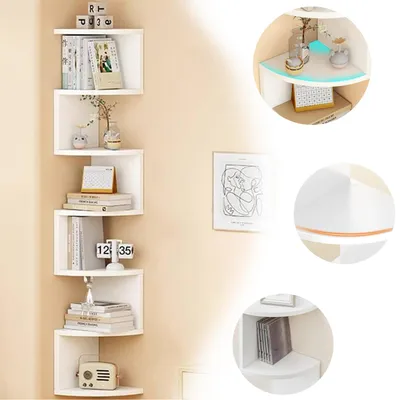 Produktbild von Schwebendes Wandregal, Eckregal Ebenen, Platzsparendes Bücherregal, für Wohnzimmer, Küche, Bad