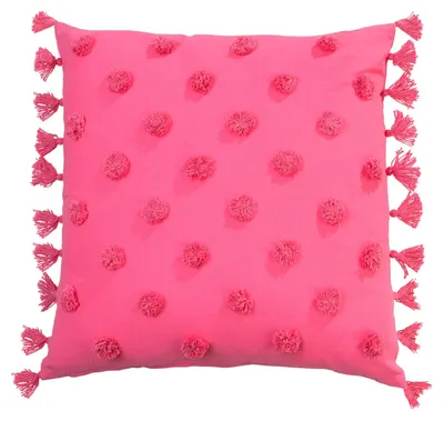 Produktbild von Kissen - 45 x 45 cm - Pink - Baumwolle - mit Quasten - mit Reißverschluss