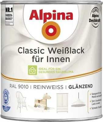 Produktbild von Alpina Classic Weißlack für Innen Reinweiß 750 ml glänzend