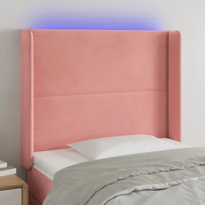 Produktbild von Design Möbel LED Kopfteil Rosa 103x16x118/128 cm Samt - 2024 Neu