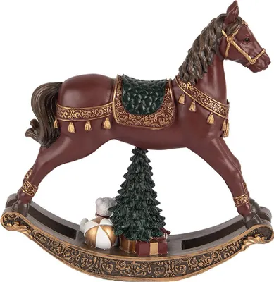 Produktbild von Clayre & Eef Weihnachtsdekorationsfigur Schaukelpferd 18x5x19 cm Braun Kunststoff