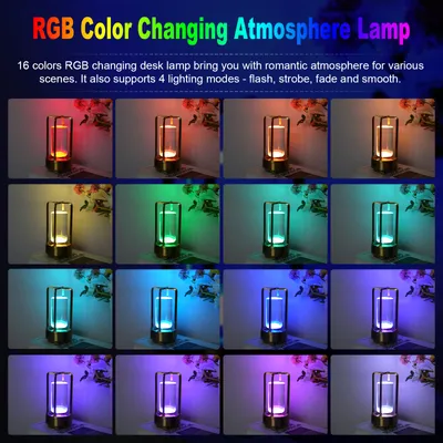 Obrázek produktu pro Moderní RGB zahradní osvětlení, změna barev, dotykové ovládání, dálkové ovládání, dobíjecí, stmívatelné noční světlo, dekorativní noční lampička