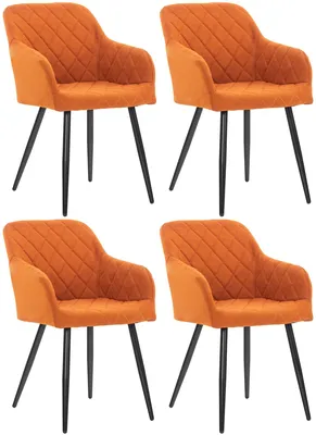 Produktbild von CLP 4er Set Esszimmerstuhl Shila Gesteppt | Farbe orange Material Stoff